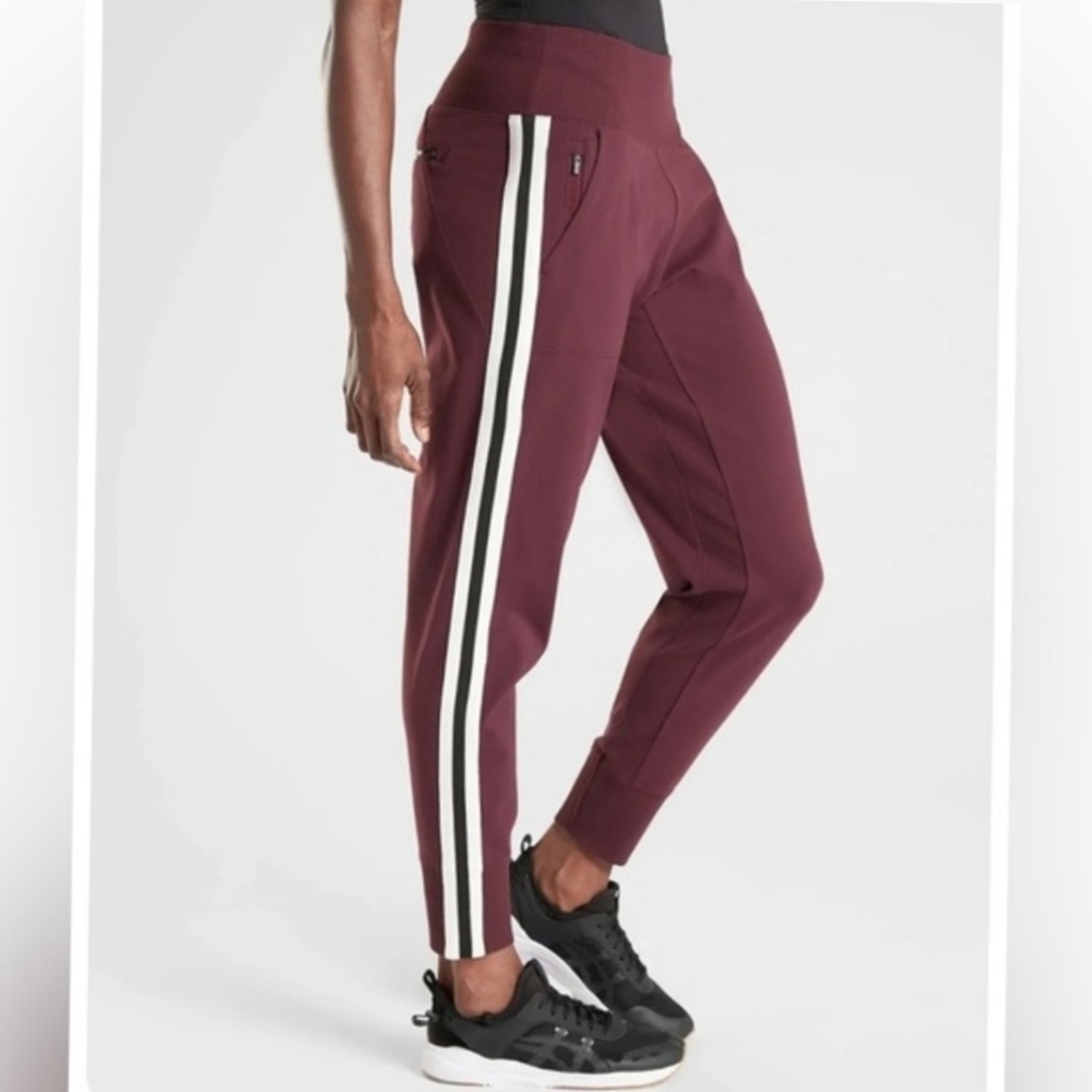 Athleta Venice Side Stripe Antique Burgundy Joggers